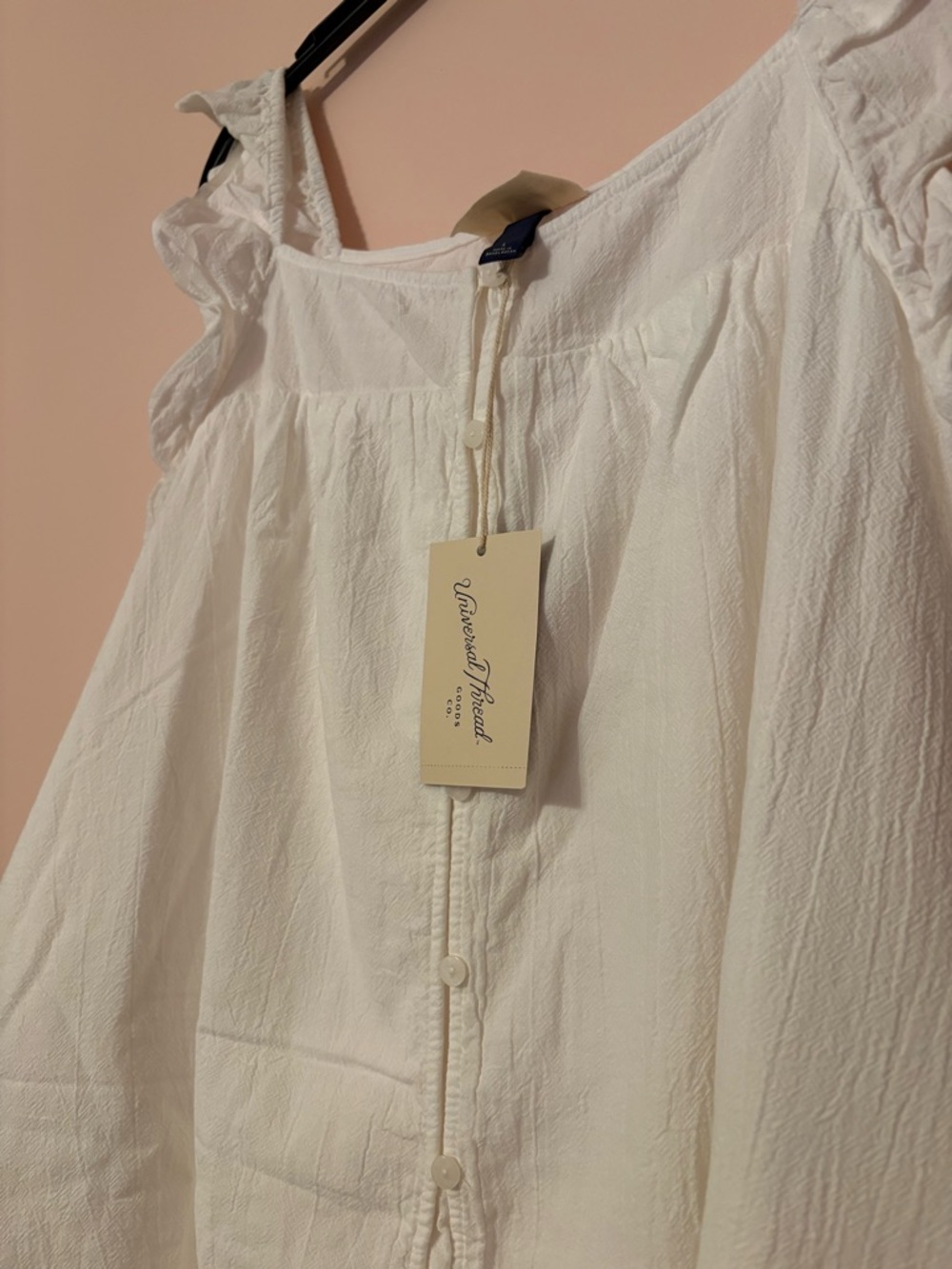 Universal Threads White Button-Front Sundress with Ruffle Straps - Picture 2 of 5